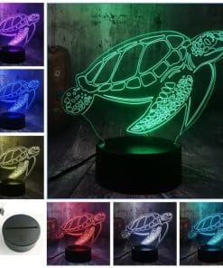 Lampe 3D Tortue de Mer Tactile et son Support