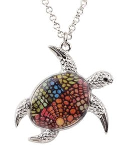 collier tortue à motif de point fleuri multicolore