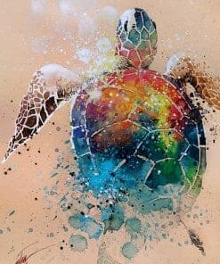 coloriage tortue reve multicolore en peinture diamant