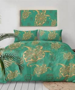 parure de lit aux multiples tortues vertes et jaunes