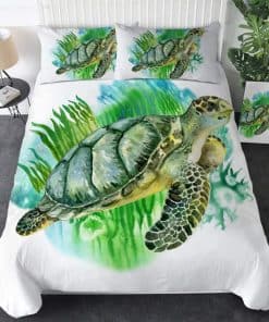 Parure de lit tortue et algues vertes
