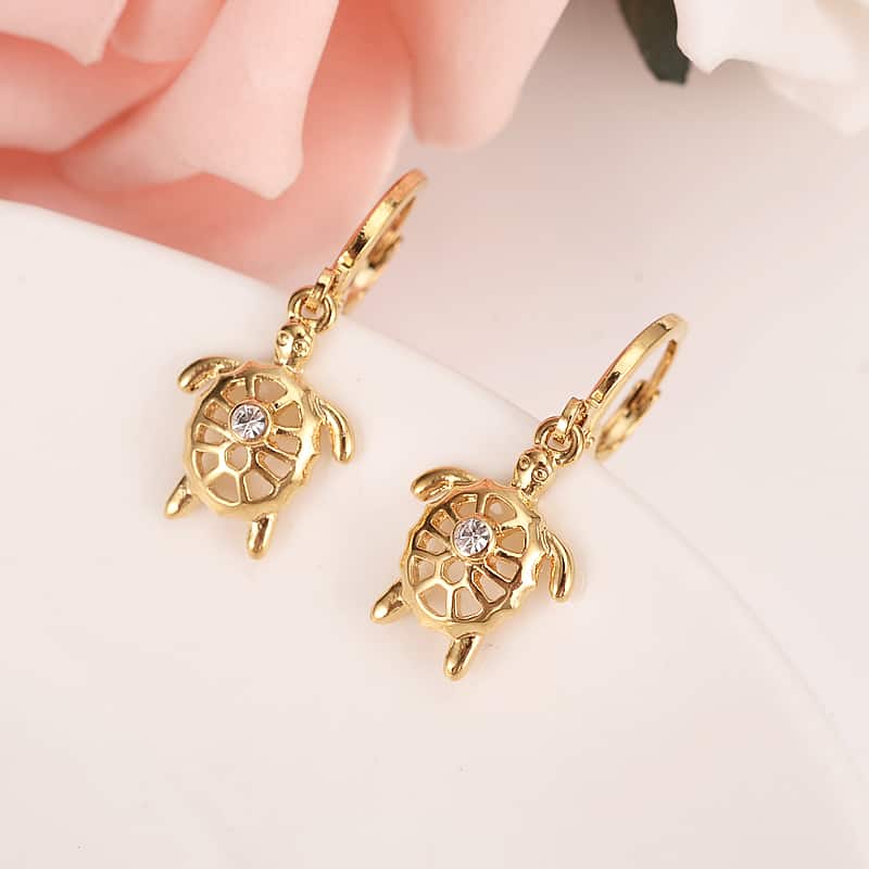 boucles d'oreilles tortue à strass