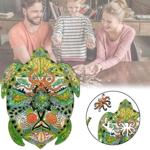 puzzle tortue en bois fait en famille