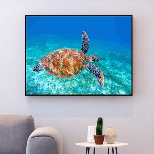 tableau tortue de mer peinture acrylique DIY comment dessiner une tortue facile
