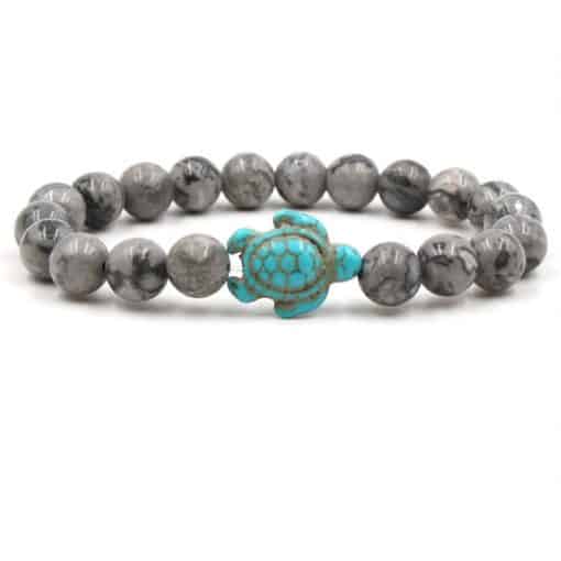 bracelet tortue perles grises marbrés