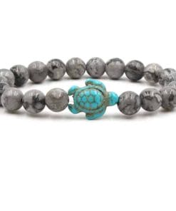 bracelet tortue perles grises marbrés
