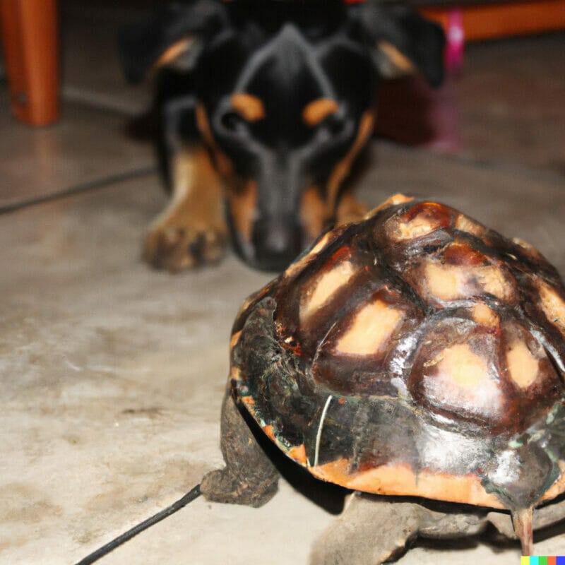 Tortue de terre et chien