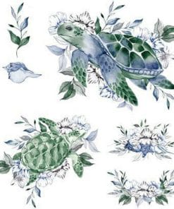 tatouage tortue de mer floral