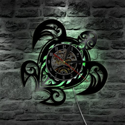 horloge lumineuse veilleuse tortue verte