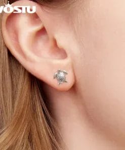Boucles d'oreille tortue pendantes cristal bleu