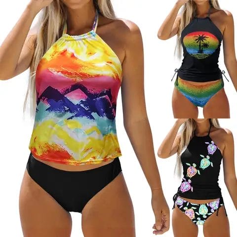 Bikini tortue cocotier halter push-up femme