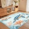 Tapis salon tortue tropical rond 120cm
