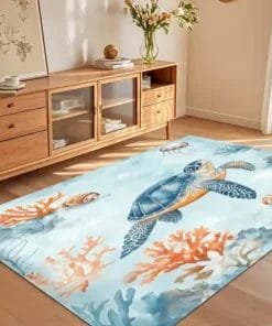 Tapis salon tortue tropical rond 120cm