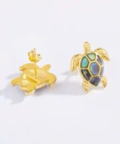 Boucles d'oreille tortue nacre coquillage naturel