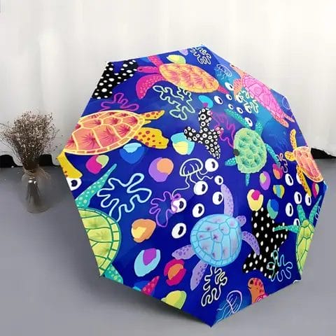 Parapluie tortue et recif corallien design marin