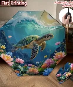 Parapluie tortue pliant automatique 8 baleines compact