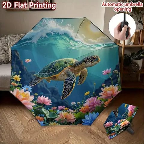 Parapluie tortue pliant automatique 8 baleines compact